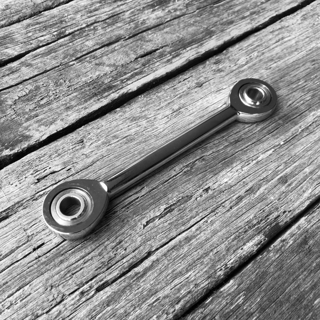 Brake Caliper Stay Arm - Chrome with Heim Joints - 3/8" bolt holes